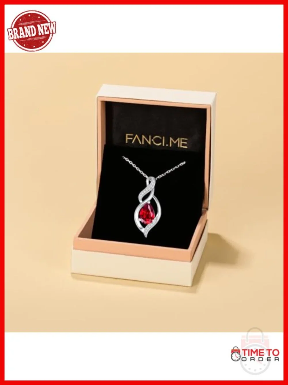 Sterling Silver Teardrop Pendant Necklace with Ruby Birthstone, 16
